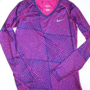 1/2 PRICE MARKDOWN!  Nike Fitted Longsleeve Top Dri-Fit Blue/Pink Sz M.